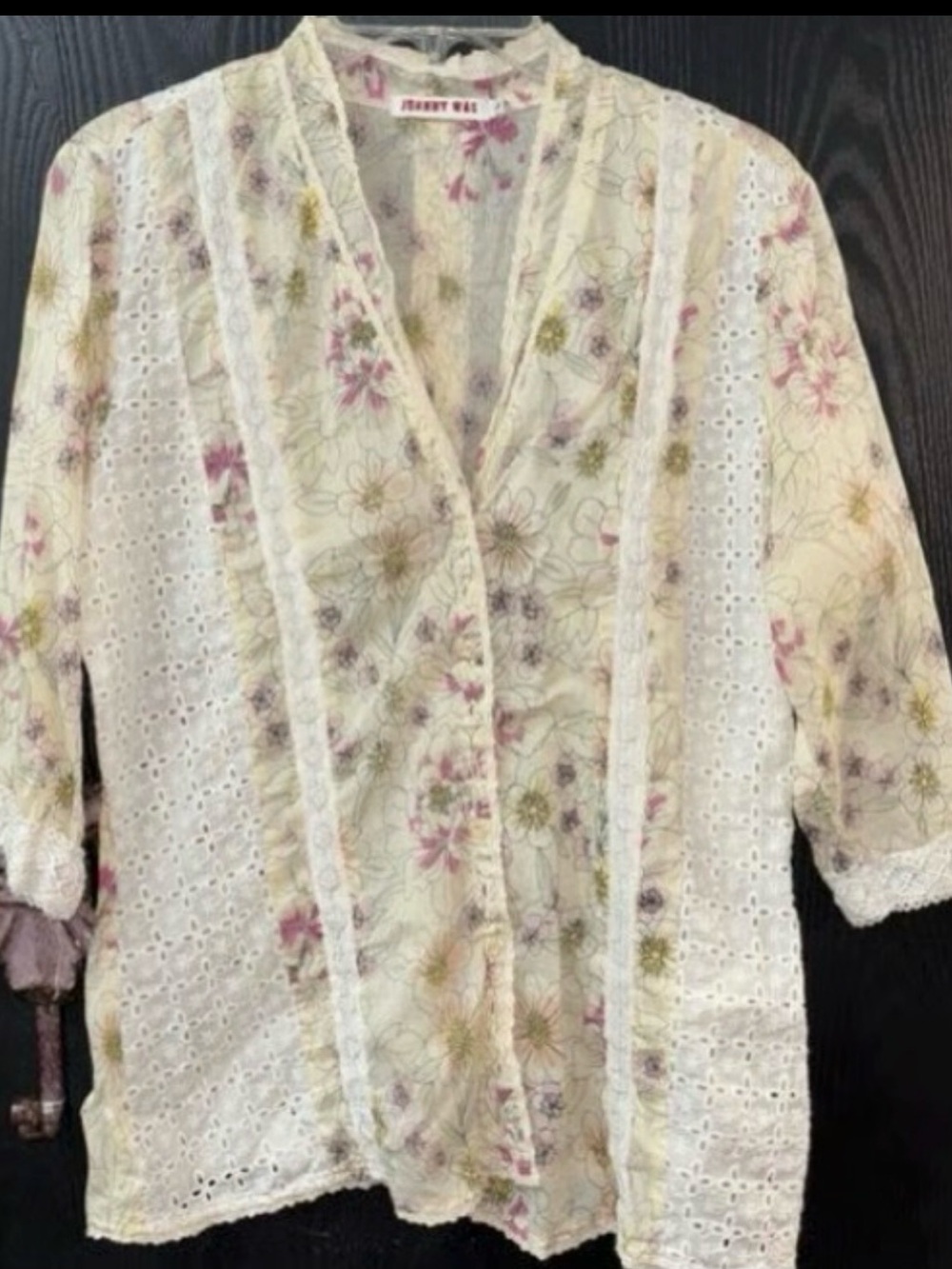 Johnny Was Floral Lace Boho Blouse Size Large
